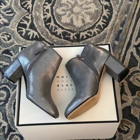 White House Black Market Silver Ankle Boots with Modern Design - Picture 5 of 10